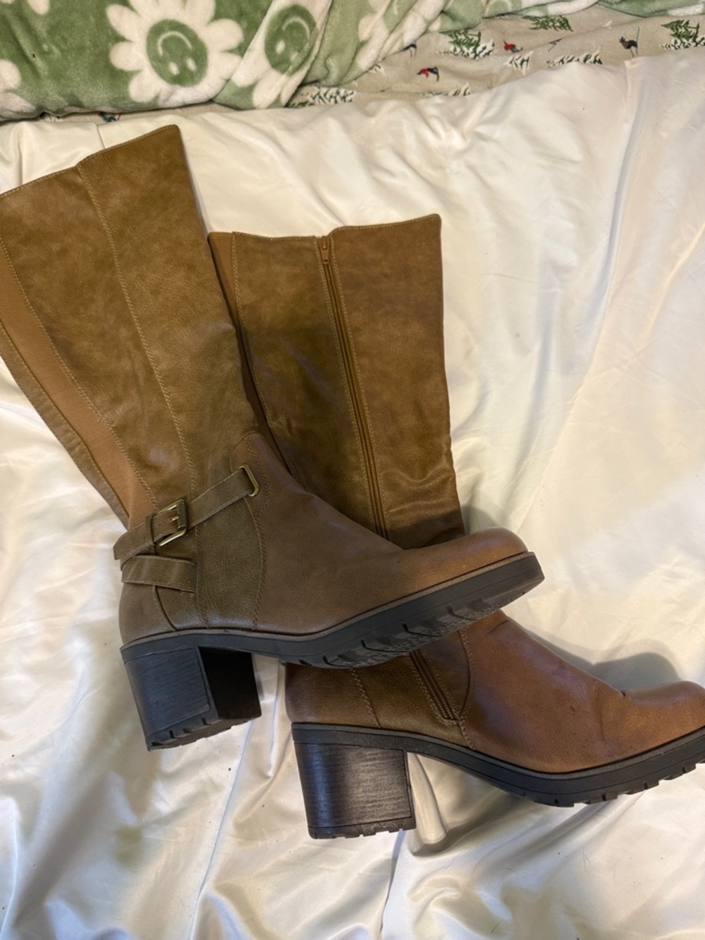 Women's Brown Mid-Calf Block Heel Boots